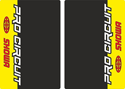 Upper Fork Decal Stickers Graphic Set Compatible with PRO Circuit SHOWA Suspension - Fit All Dirt Bikes - Adhesive Vinyl Yellow (Glossy)