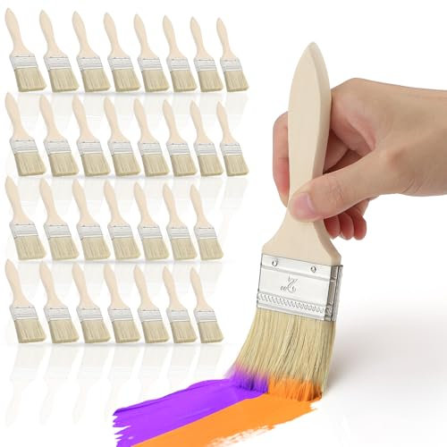 Lot de 30 pinceaux plats de 50 mm - Pour lasure, vernis - Large - Pour peinture, vernis, fournitures de peinture, peinture, teinture, colle, huile de bois, bricolage