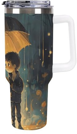 40oz Stainless Steel Thermal Cup With Handle Hold An Umbrella Stainless Steel Water Bottle Heat Resistant Leak-proof Suitable for Car Cup Holders