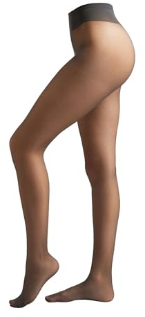 CALZEDONIA Woman's Sheer Essential 40 Denier Tights in Grey, Size XL