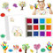 Ronoza Fingerfarben Kinder Ungiftig ab 1 Jahr, 12 Farben Fingermalfarben für Kinder Ungiftig mit Malbuch, Sicherer Fingermalfarbe, Fingerfarbe Baby, 30 Seiten Fingerstempel Set Fingerfarben