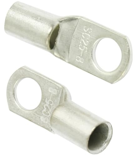TOP-VIGOR 5Pcs 4 AWG Copper Wire Lug SC25-8, Crimp Ring Terminals Cable Lugs Bolt Hole, Battery Cable Ends Eyelets Connectors for Car Boat Auto Electrical Use