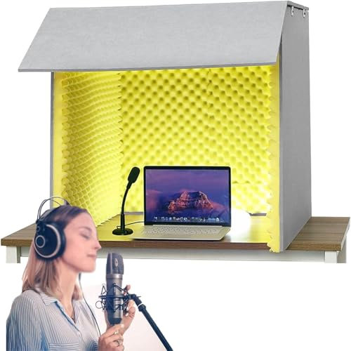 Microphone Isolation Booth, Portable Vocal Absorbing Shield for Home Studio Recording and Professional Music Production