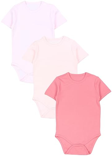 TupTam Body Neonato – Set 3 in Cotone 100%, Bambino 0-3 Mesi, Comodi e Traspiranti, Unisex, Lampone Rosa Antico Rosa Uni, 110
