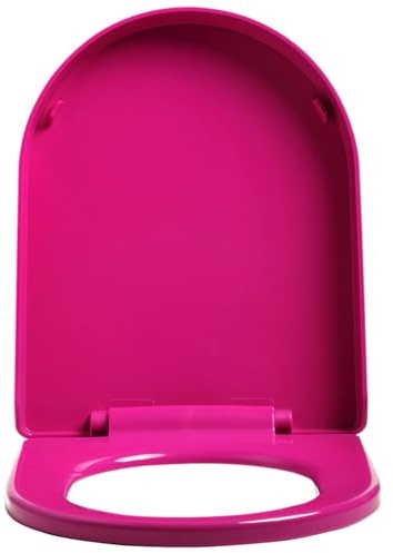 Dazzluxe Toilettensitz D-Form, Toilettensitze Mit Absenkautomatik Und Verstellbaren Scharnieren Zur Befestigung Oben, Schnellverschluss Für Einfache Reinigung, Toilettendeckel Aus PP-Material,Fuchsia
