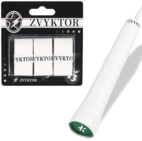 ZVYKTOR Tennis Racket Grip Tape 3 Pack, Ultra-Thin Soft for Tennis Grips Enhanced Tack, Sweat Control & Durability – Premium Racquet Overgrips for Tennis, Badminton & Pickleball (White 3P Set)