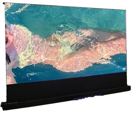 JKELPV portable projector screen 120-150 Inch ALR Projector Screen 0.85 Gain T Prism Motorized Floor Rising Projector Screen Projection Screens(135 White housing)