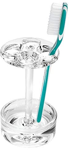 iDesign 55520 Eva Round Toothbrush Holder/Stand, Made of Plastic, Clear