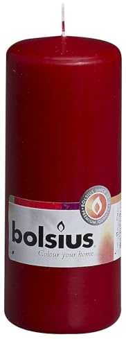 bolsius 103614600144 Stumpenkerze, Paraffinwachs, Weinrot