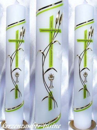 Taufkerze Kommunionkerze Junge MädchenT-34 400/50 mm inkl. Beschriftung