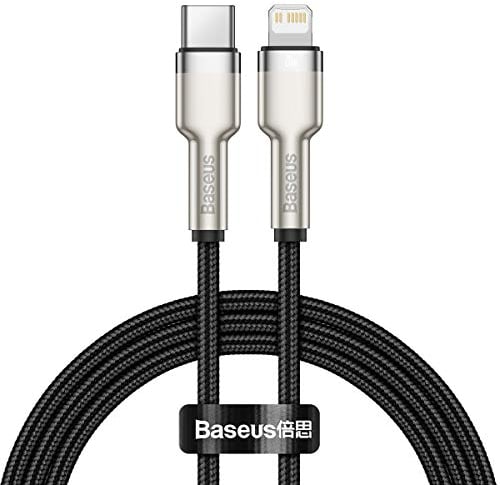 Baseus Cafule Serie Metal - Cable de carga y transferencia de datos, 1 m, 20 W, USB Tipo A y Lightning