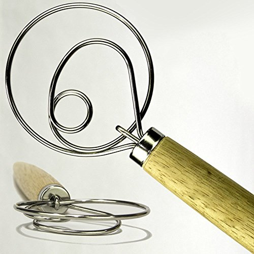 The Original Danish Dough Whisk - LARGE 13.5 Stainless Steel Dutch Style bread dough whisk