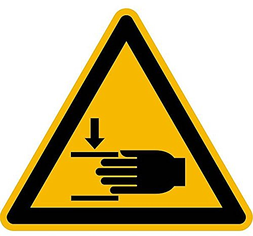 LEMAX® Aufkleber Warnschild, Warnung vor Handverletzungen W024 DIN EN ISO 7010 Folie selbstkl. gelb/schwarz, 100mm