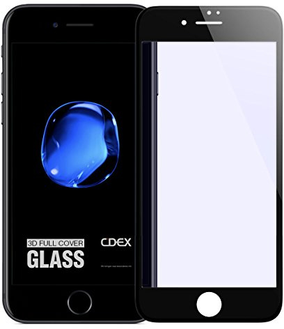 doupi FullCover Panzerfolie für iPhone 7 Plus (5,5 Zoll), Preimium 9H Hartglas HD Displayschutz Anti Kratzer Glas Schutzfolie, schwarz