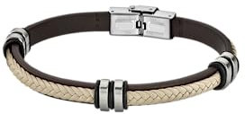 LOTUS STYLE Bracelet Homme Caoutchouc & Acier Tressé Marron LS1829-2/6