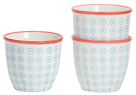 Nicola Spring Handgedruckte Pflanzentöpfe - 14cm - Türkis - Pack Von 3