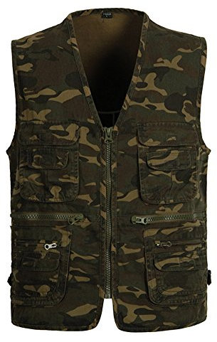 PengGengA Outdoorweste Mit Vielen Taschen Herren Camo Ärmellos Jacke Weste Für Angeln,Camping,Fotografie Tarnung L