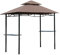 Outsunny Grillpavillon Gartenzelt Grill Pavillon Balkonpavillon mit Ablagen Flammhemmendes Doppeldach Kaffeebraun 245 x 148 x 252 cm