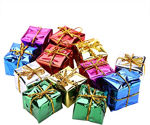 12 STÜCKE Geschenkbox Anhänger Bunte Weihnachten Hängende Ornament Cube Geschenkbox für Weihnachtsbaum Xmas Party Decor