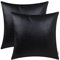 BRAWARM Kunstleder-Kissenbezüge 40,6 x 40,6 cm – Schwarze Leder-Kissenbezüge, 2 Stück, solide gefärbte Leder-Kissenbezüge für Couch, Bett, Sofa, Garten, Zuhause, dekorativ
