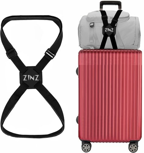ZINZ Kofferriemen, Hoch Elastischer Koffergurt Verstellbarer Bungee-Gurt für Einfacheres Reisen，Schwarz
