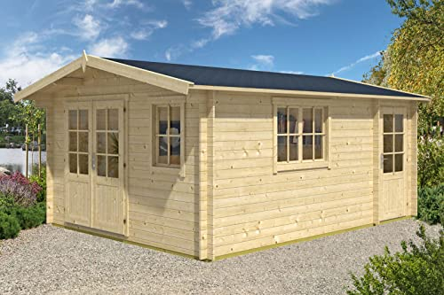 Alpholz Gartenhaus Jennifer-28 aus Massiv-Holz, Gerätehaus mit 28 mm Wandstärke, Garten Holzhaus inklusive Montagematerial, Geräteschuppen Größe: 380 x 500 cm, Satteldach