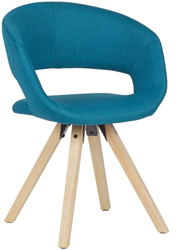 FineBuy Esszimmerstuhl Stoff/Massivholz Retro, Küchenstuhl mit Lehne, Stuhl mit Holzfüßen, Polsterstuhl Maximalbelastbarkeit 110 kg
