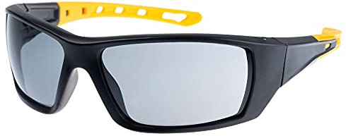Caterpillar Planer 104-AF Safety Glasses, Black/Yellow, Smoke Lens