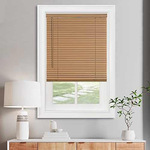 Achim Home Decor GII Morningstar - Persiana Veneciana Interior Mini sin cordón de 69 x 183 cm, con Lamas horizontales de 2,5 cm y Acabado imitación Madera, con Filtro de luz