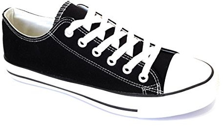 Zapatillas Negras Lona Mujer Bambas Deportivas, Negro T.41