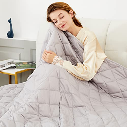 Jaymag Therapiedecke 9kg 150x200cm Gewichtsdecke Beschwerte Decke für Besseren Schlaf, Stressabbau und Angstzustände Entspannungsdecke Schwere Decke, 100% Baumwolle, Hellgrau