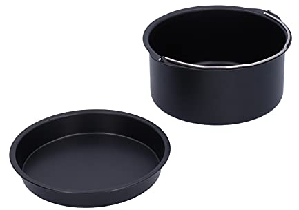 Hei?luftfritteuse Zubeh?r Kuchenfass Pizzapfanne,Antihaftbeschichtung Fritteusenteile Haushaltsbackform Werkzeug f¨¹r Alle Arten von Elektrischen Fritteusen und Dampfgarern(8 inches)