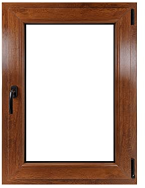 ECOPROF Kellerfenster | Langlebiges Kunststoff-Fenster | Maße 70x90 cm (700x900 mm) | Dreh-Kipp Fenster DIN Rechts | Farbe: Goldene Eiche doppelseitig | 70mm Profil