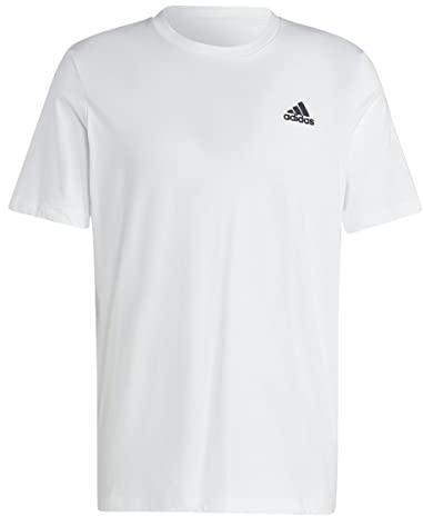 adidas Herren Essentials Single Jersey Embroidered Small Logo Tee, White, S