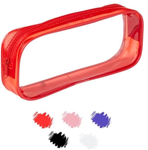 Soul Projekt Rot Klare Federmäppchen Durchsichtige, Stocking Stuffers, Mäppchen PVC Rund für Frauen Studenten, Federtasche Pinseltasche Schule, Toilettenartikel Kosmetiktaschen, Uni und Büro
