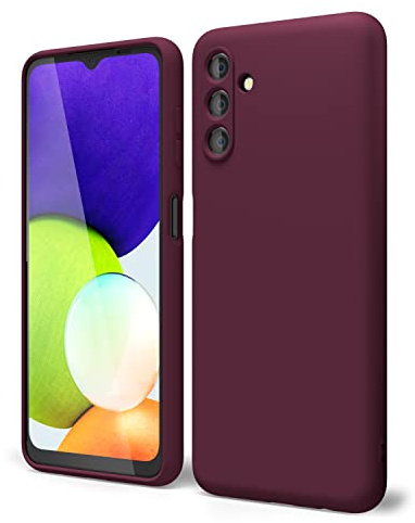 oakxco for Samsung Galaxy A13 5G/ A04s Phone Case Silicone, Thin Slim Grip Soft Rubber Gel Protective Phone Case for Women, Matte Plain Color Aesthetic Girly Case with Camera Cover, Burgundy Wine