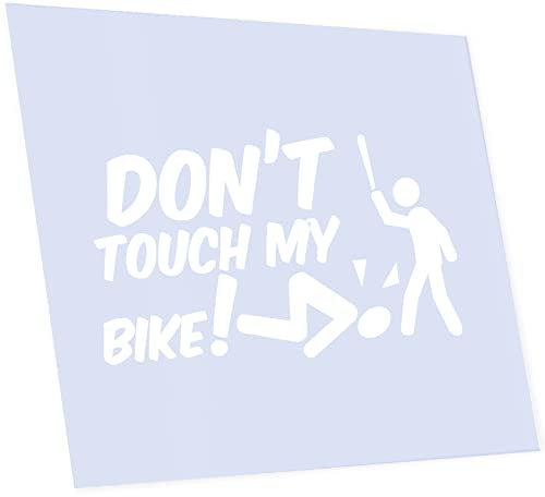 INDIGOS UG Aufkleber - Autoaufkleber - JDM - Die Cut - Dont Touch My Bike! - 280x180mm weiß - Heckscheibe - Heckscheibenaufkleber - Sticker Tuning Boot Auto Laptop LKW