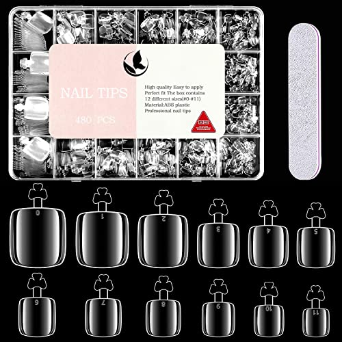 480 Pièces Faux Ongles Pieds MAGIC ARMOR Clear Faux Ongles d'Orteil - 12 Tailles Capsule Ongle Pieds pour pour Femme Fille DIY Presser sur les Ongles d'orteils Débutants et Salons Nail Art