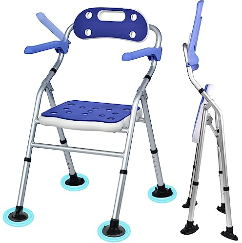 Chaise de Douche Avec Accoudoir,Design Antidérapant Amovible,Réglable en Hauteur,Siège de Douche,Pour Personnes Âgées et Handicapées.