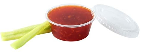 TashiBox 400 Sets - 2 oz Jello Shot Cups with Lids, Small Plastic Portion Cups with Lids, Disposable Condiment Containers for Sauce