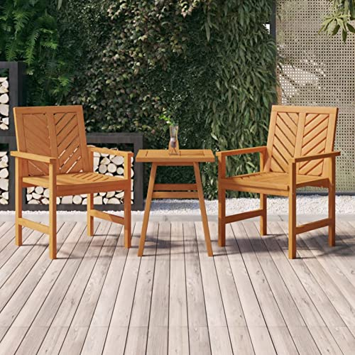 Festnight 3tlg Balkonmöbel Set Holz Bistroset 2 Personen Balkon Sitzgruppe Garten Balkonset Balkontisch mit 2 Stühlen Gartensessel Gartenstuhl Sitzgarnitur Gartenmöbel Massivholz Akazie