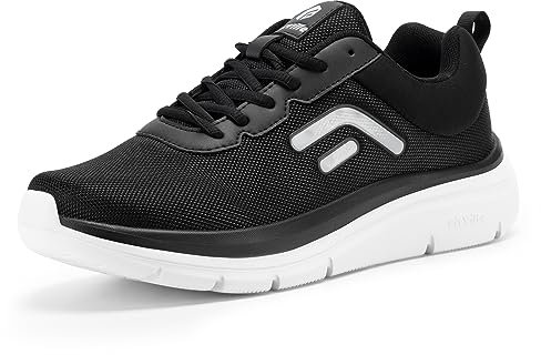 FitVille Chaussures de Marche Homme Extra Larges - Basket Orthopedique Chaussures Sport Sneakers Legere Basket Sport Fitness Homme Confortable Noir Bblanc 47 EU X-Large