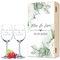 GRAVURZEILE Leonardo Verres à vin avec gravure - Design d'amour de mariage - Personnalisés avec nom et date avec boîte en bois - Cadeau de mariage, fiançailles ou anniversaire de mariage - Couleur :
