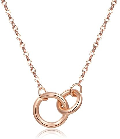 SURALIN Collana Catena Semplice Doppio Anello Ciondolo Donna Ciondolo Catena Clavicola Gioielli Festa Nuziale Geometrico Metallo Oro rosa