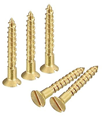 sourcing map Laiton Bois Vis, 50pcs M1.6 x 12mm Fente Emplacement Plat Tête Auto Taraudage Vis Tête Fraisée pour Travail Bois Meubles