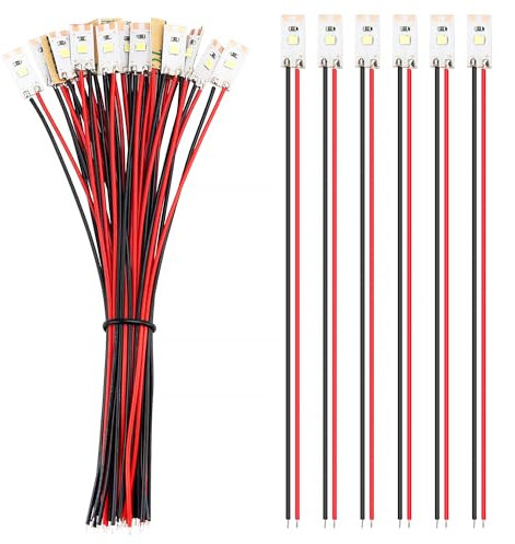 YIXISI 25 Stücke 17mm VorDrahtete LED Streifen, 2835 SMD LED, Modellbau Led Beleuchtung, 12-18V LED Streifen, Weiß