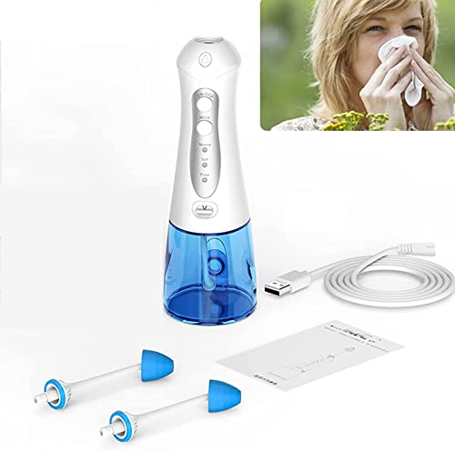 Irrigateur Nasal électrique portatif, kit de rinçage des Sinus Portable et étanche avec 4 Buses de Nettoyage, Lavage du Nez à Impulsion Rechargeable pour soulager Les Sinus et Les