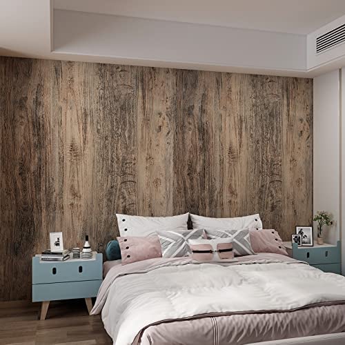 JSEVEM 60CM×9M Braun Graue Blau Holzfaser Tapete Selbstklebend Breit Vintage Grau Holzoptik Tapeten Selbstklebende Wandtapete Matt Vinyl DIY Klebefolie Möbelaufkleber Küche Badezimmer Wohnzimmer Wand