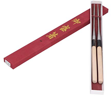 UPQRSG Palillos de Sushi Japoneses, 1 Par de Palillos Puntiagudos de Acero Inoxidable Reutilizables de Primera Calidad, Palillos de Sushi con Mango de Madera, Palillos de Cocina(28.8cm)