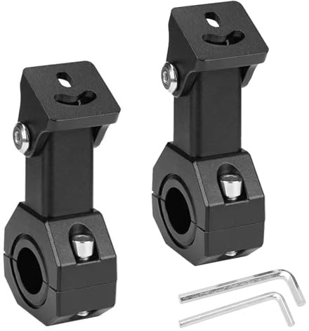 ANBOO 2 Pcs Motorcycle Mounting Bracket, Spotlight Mounting Bracket, Aluminum Light Bar Mounts with 2 Wrench, M5 Aperture 18mm‑32mm Adjustable Spotlight Fixing Bracket for Motocross Off Road ATV UTV